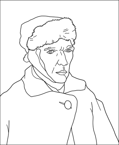 Bandaged Ear By Van Gogh Coloring Page